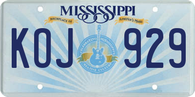 MS license plate KOJ929