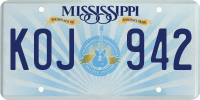 MS license plate KOJ942