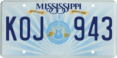 MS license plate KOJ943