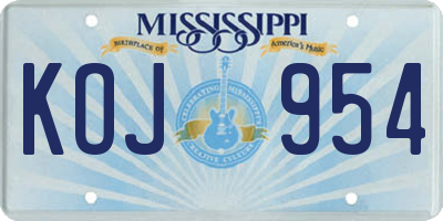 MS license plate KOJ954