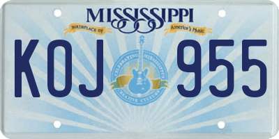 MS license plate KOJ955