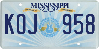 MS license plate KOJ958