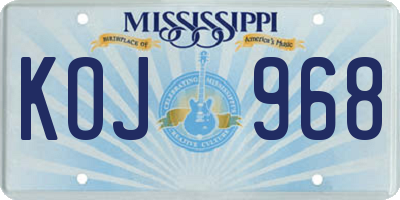 MS license plate KOJ968
