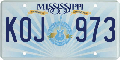 MS license plate KOJ973