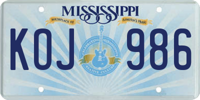 MS license plate KOJ986