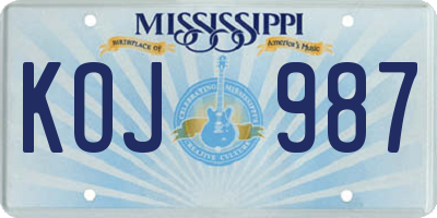 MS license plate KOJ987