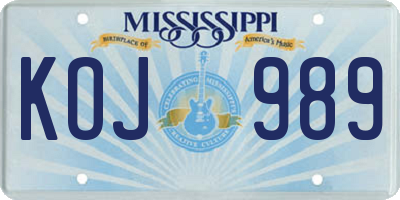 MS license plate KOJ989