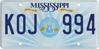 MS license plate KOJ994