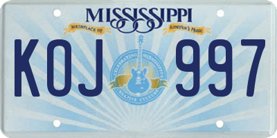 MS license plate KOJ997