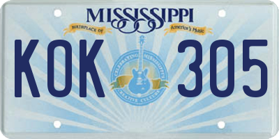 MS license plate KOK305