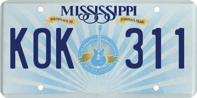 MS license plate KOK311