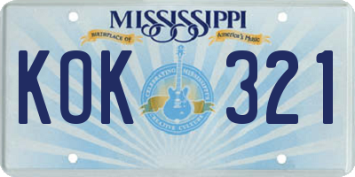 MS license plate KOK321