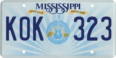 MS license plate KOK323