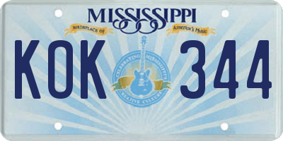 MS license plate KOK344