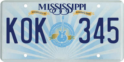 MS license plate KOK345