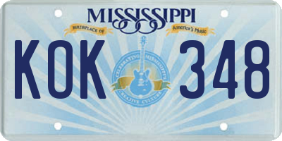 MS license plate KOK348