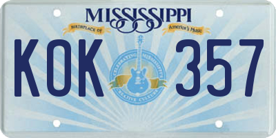 MS license plate KOK357