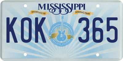 MS license plate KOK365
