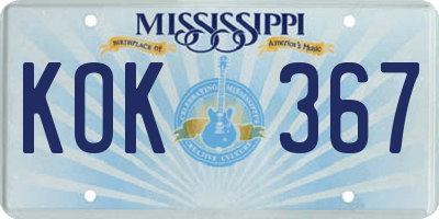 MS license plate KOK367