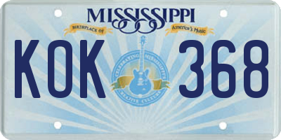 MS license plate KOK368