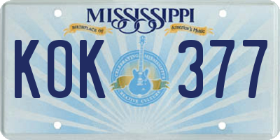 MS license plate KOK377