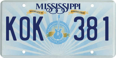 MS license plate KOK381