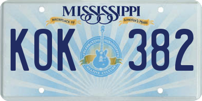 MS license plate KOK382