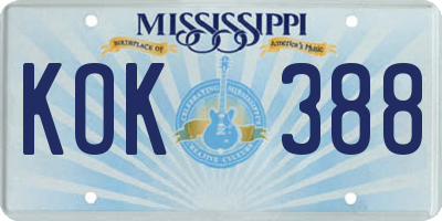 MS license plate KOK388