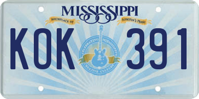 MS license plate KOK391