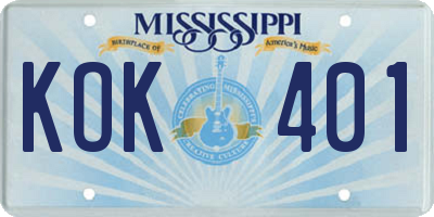 MS license plate KOK401