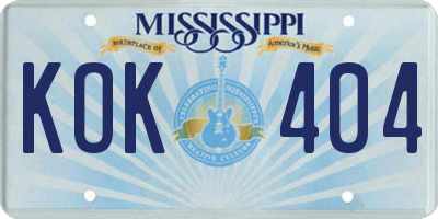 MS license plate KOK404