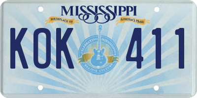 MS license plate KOK411