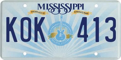 MS license plate KOK413