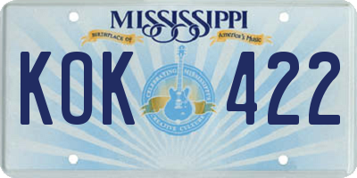 MS license plate KOK422