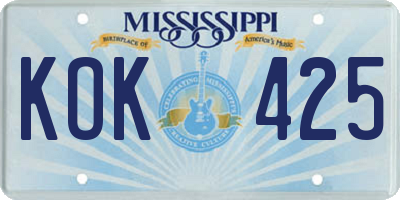 MS license plate KOK425