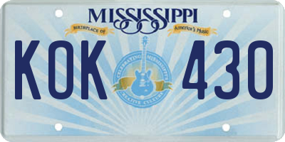 MS license plate KOK430