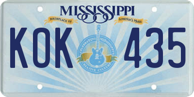 MS license plate KOK435
