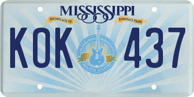MS license plate KOK437