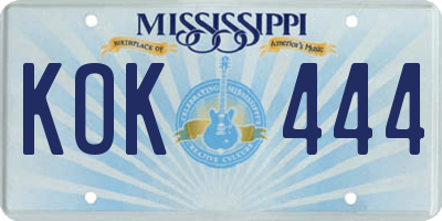 MS license plate KOK444