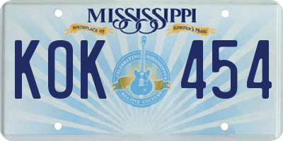 MS license plate KOK454