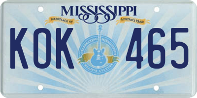 MS license plate KOK465