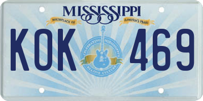 MS license plate KOK469