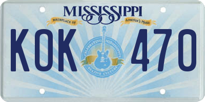 MS license plate KOK470