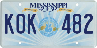 MS license plate KOK482