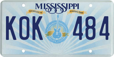 MS license plate KOK484