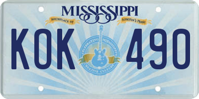 MS license plate KOK490