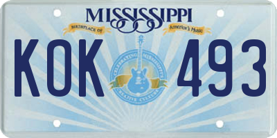 MS license plate KOK493