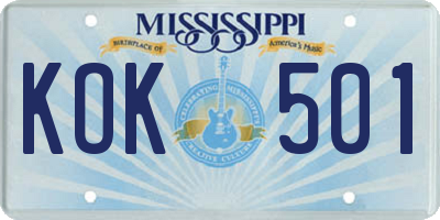 MS license plate KOK501