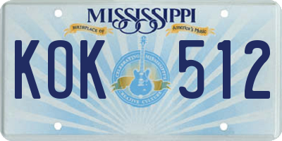 MS license plate KOK512