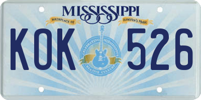 MS license plate KOK526
